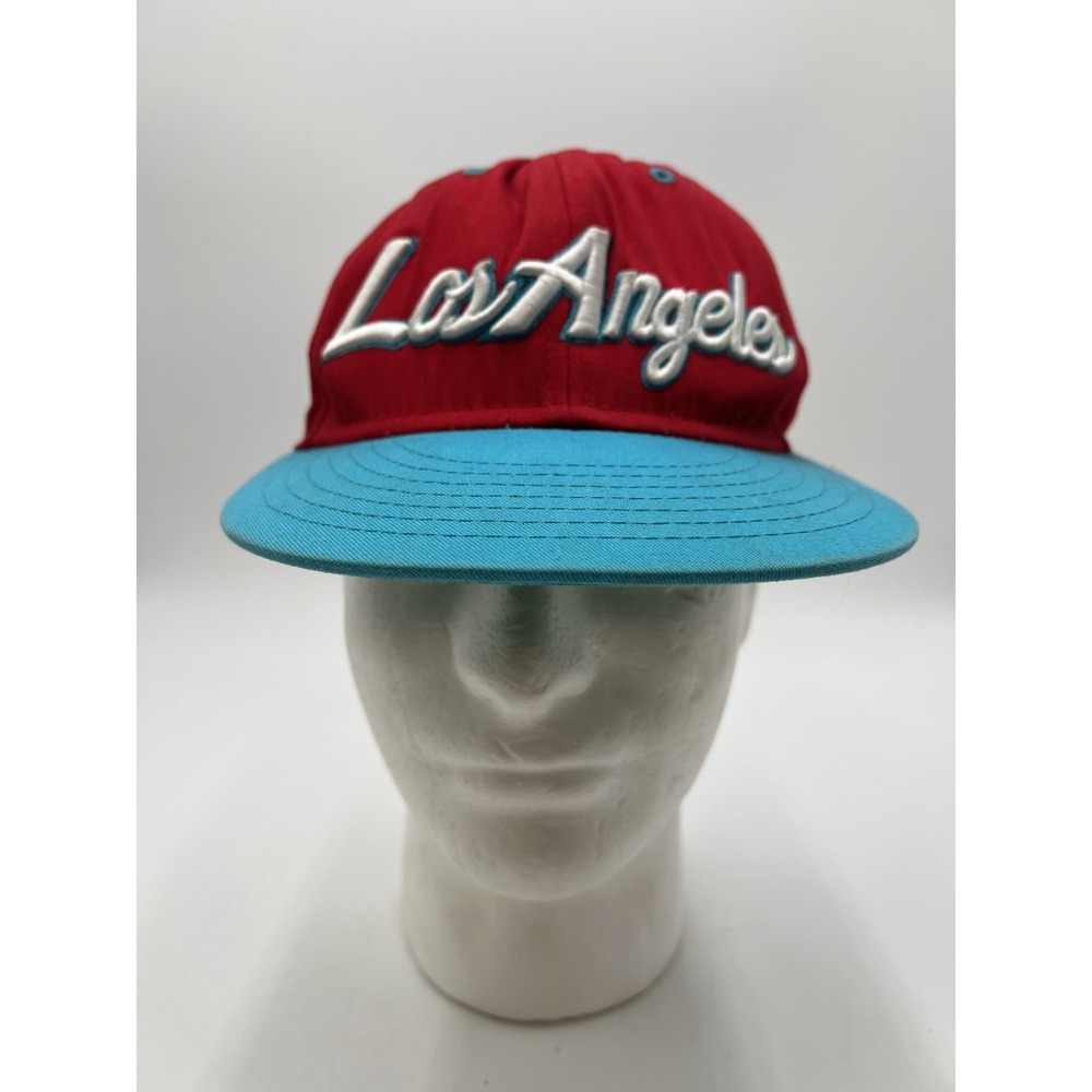 Los Angeles Snapback Hat Red Teal KBETHOS Script Cap